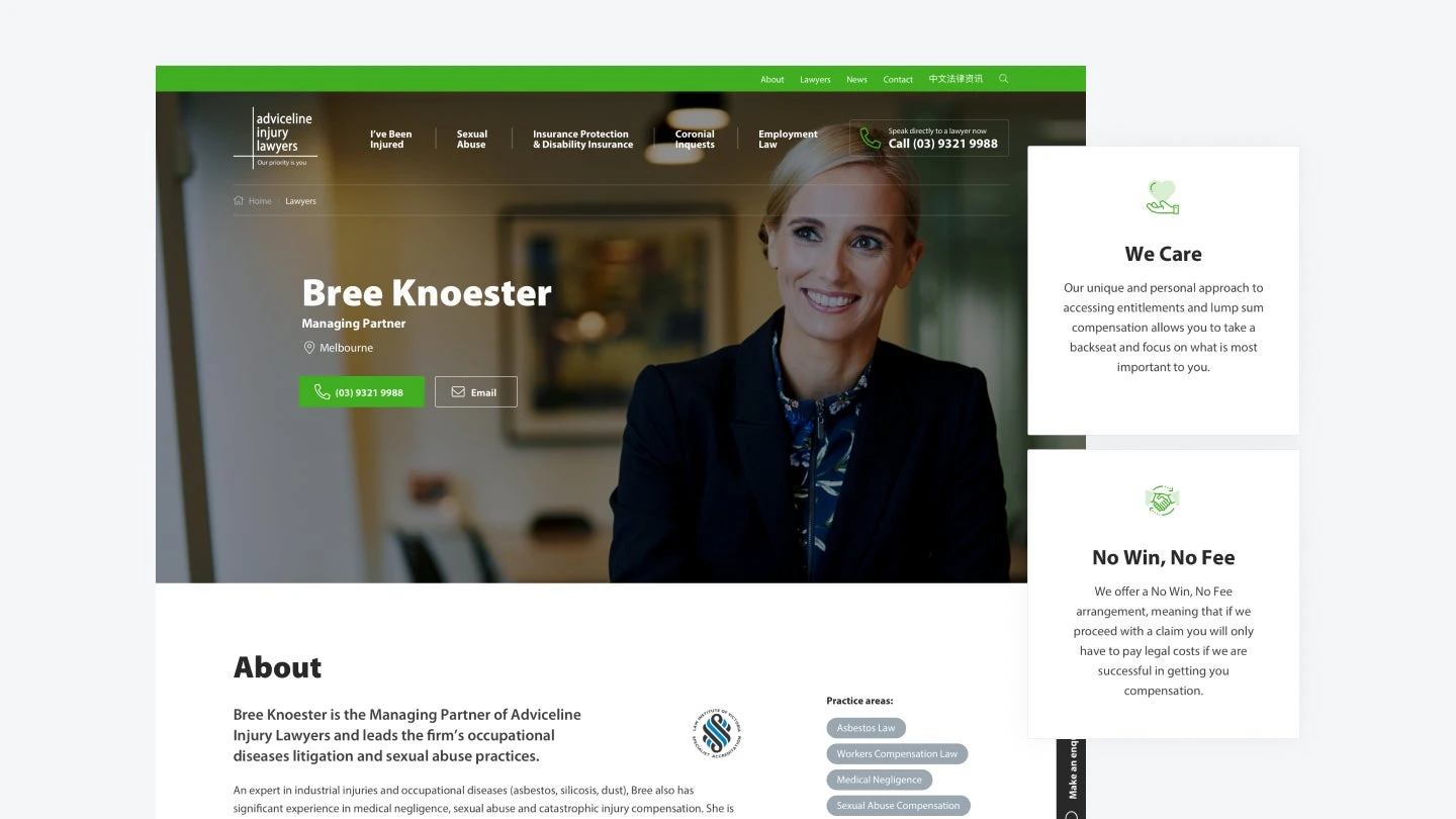 Adviceline Injury Lawyers · 设计展示