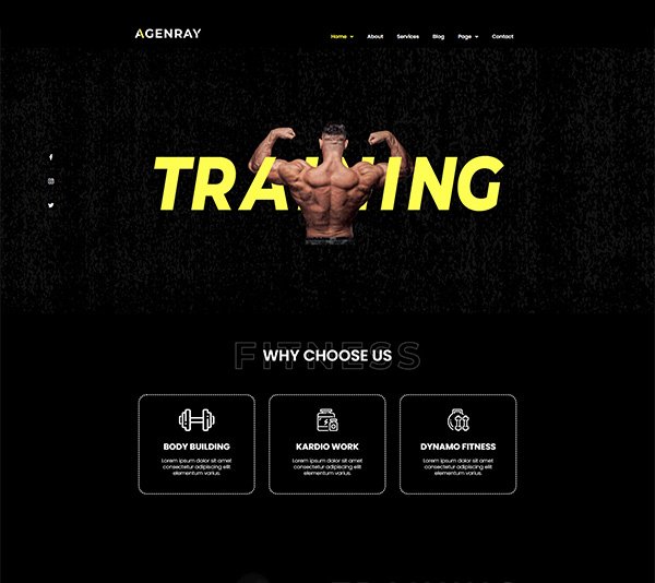 Agenray Gym & Fitness Template Kit — 首页