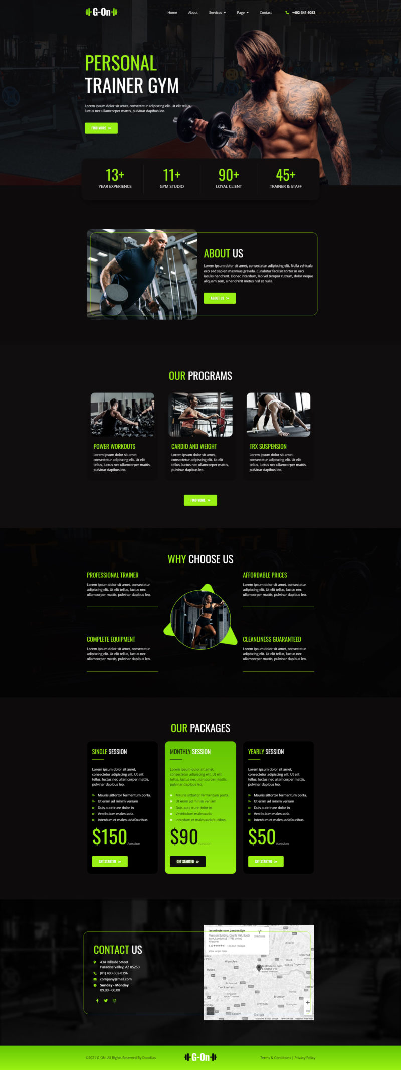 G-ON | Responsive Gym Studio Website — 首页