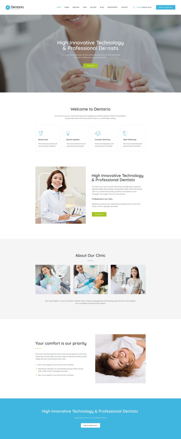 Themerex Dentist & Medical Template Kit — 首页