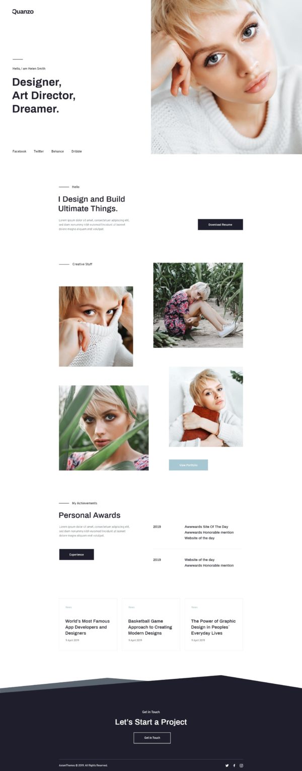 AxiomThemes Creative Portfolio Template Kit — Home