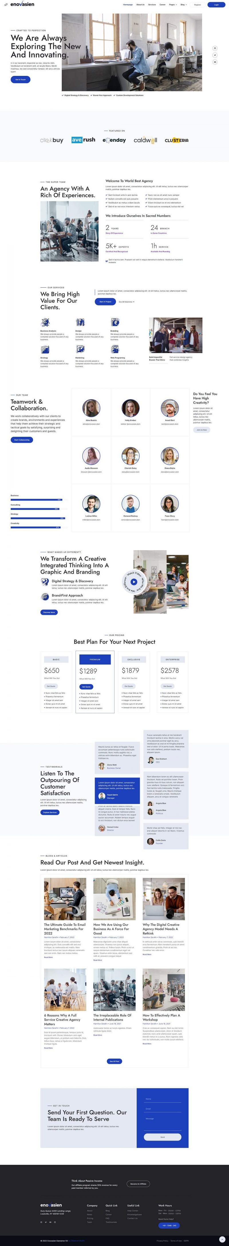 Enofasien Creative Agency Elementor Template Kit — Home