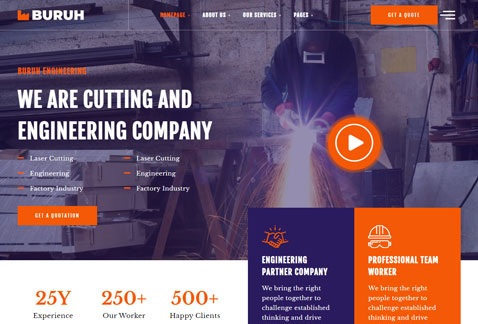 Buruh - Laser Cutting & Engineering Company Elementor Template Kit