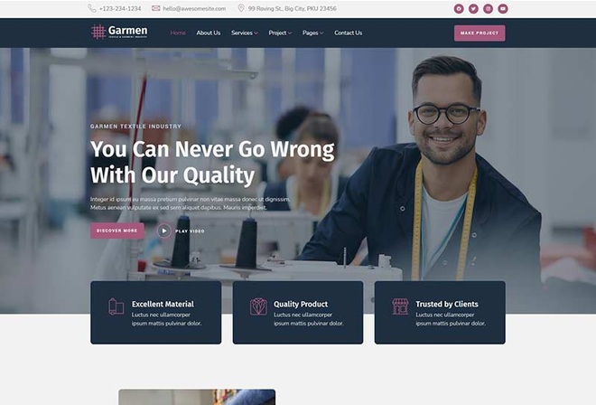 Garmen - Textile & Garment Industry Elementor Template Kit