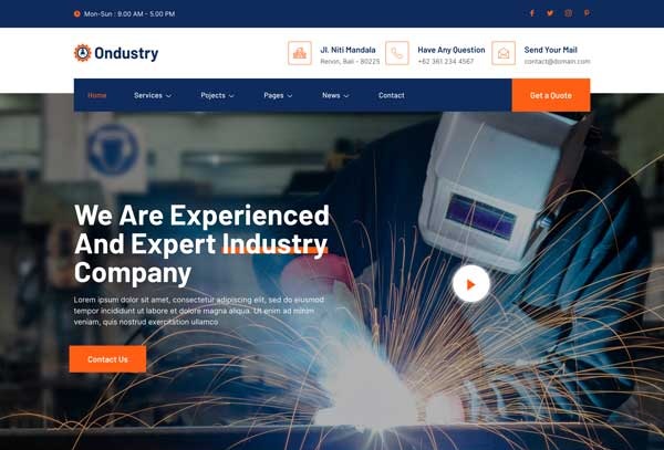 Ondustry – Industry and Manufacturing Elementor Template Kit