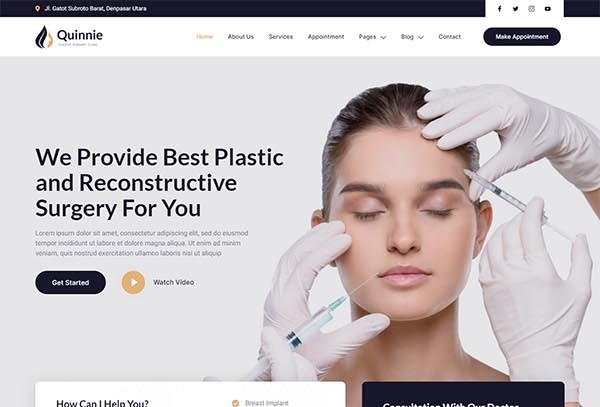 Quinnie – Plastic Surgery Clinic Elementor Template Kit
