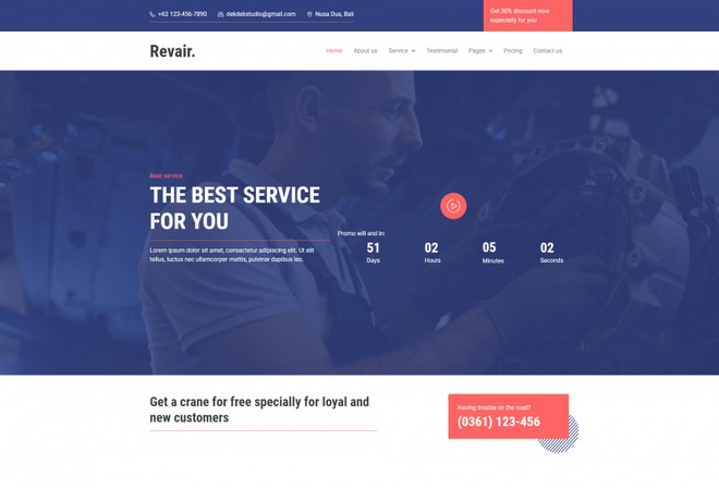 Revair - Auto Mechanic & Repair Elementor Template Kit