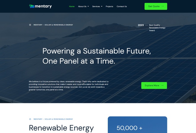 Mentary - Solar Panel & Renewable Energy Template Kits