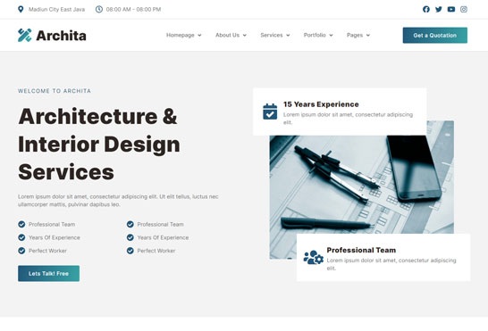 Archita - Architecture & Interior Design Elementor Template Kit