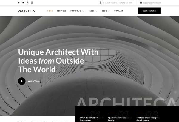 Architeca – Architecture Agency & Interior Design Elementor Template Kit