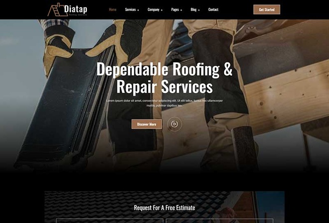 Diatap - Roofing Services Elementor Template Kit
