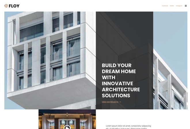 Floy - Interior Design & Architecture Elementor template kit