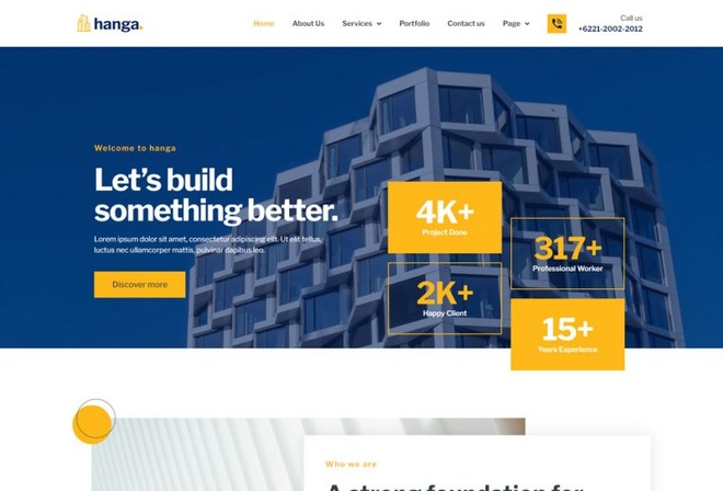 Hanga - Template kit for constructions company