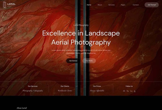 Larial - Landscape and Aerial Photography Elementor Template Kit