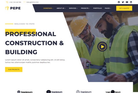 Pepe - Building & Construction Business Services Elementor Template Kit