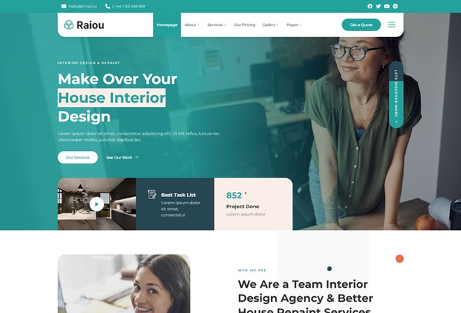 Raiou - House Interior Design & Repaint Elementor Template Kit