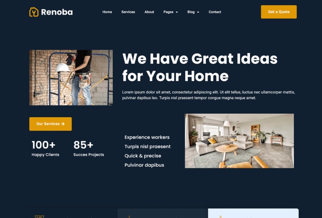 Renoba - Renovation Services Elementor Template Kit