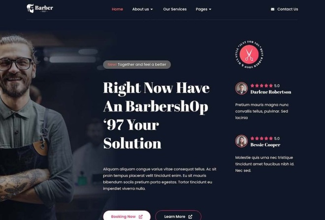 Barber97 - Barbershop Man Elementor Template Kit