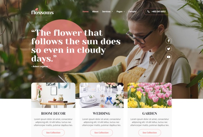 Flossoms | Responsive Florist Elementor Template Kit
