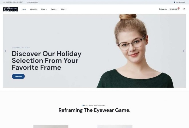 Glasseo Glasses Store Woocommerce Elementor Template Kit