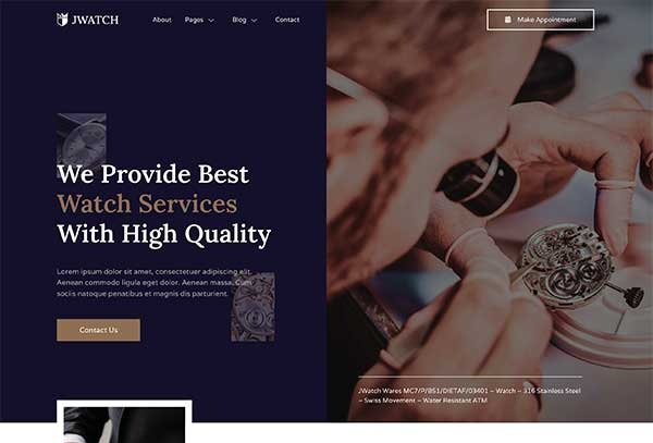 JWatch – Watch Store & Repair Service Elementor Template Kit