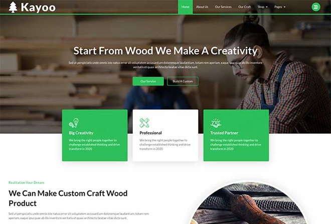 Kayoo - Wood Crafting Company Elementor Template Kit