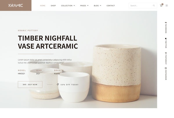 Kramic – Pottery & Ceramic Store WooCommerce Elementor Template Kit
