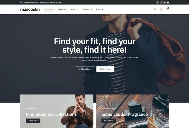Mascoolin - Templatekit for Men's fashion shop