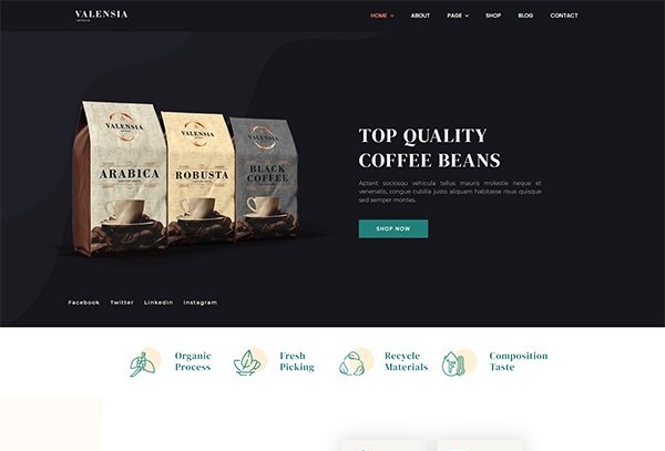Valensia | Coffee Shop Elementor Template Kit