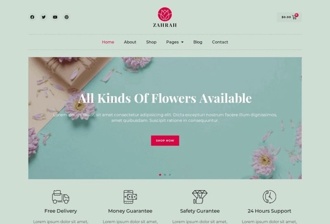 Zahrah - Flower Shop and Store WooCommerce Elementor Template Kit