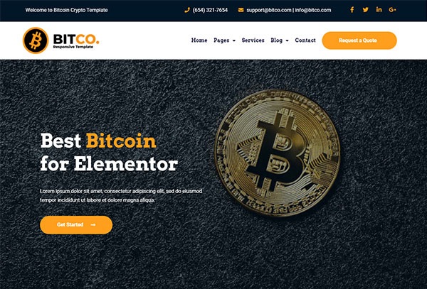 BITCO - Bitcoin and Cryptocurrency Elementor Template Kit