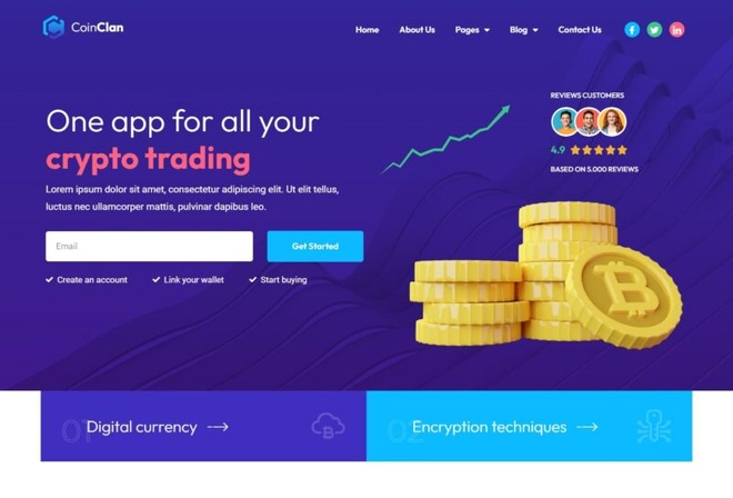 CoinClan - Cryptocurrency Elementor Template Kit