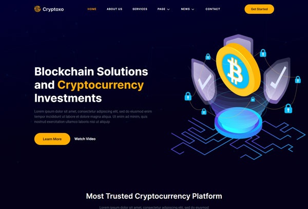 Cryptoxo – Cryptocurrency Blockchain, ICO & Bitcoin Elementor Template Kit