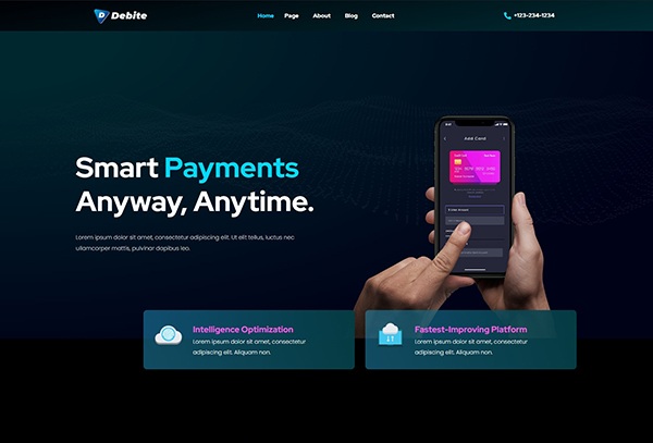 Debite - Card Payment & Online Payment Elementor Template Kit