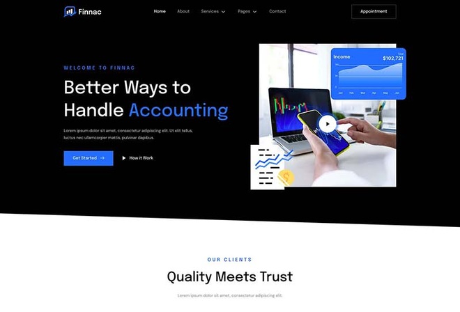 Finnac - Accounting & Finance Consulting Elementor Template Kit
