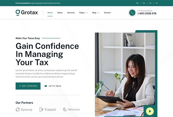 Grotax – Tax Advisor & Consulting Firm Elementor Template Kit