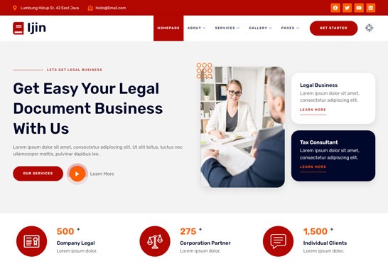 Ijin - Legal Business & Tax Consultant Services Elementor Template Kit