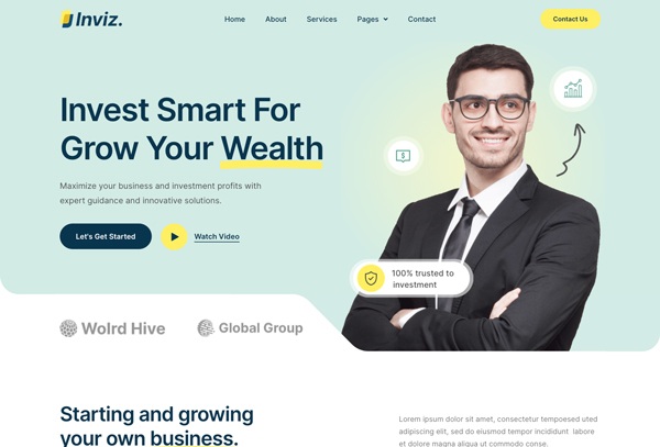 Inviz – Business Consulting & Investment Elementor Template Kit