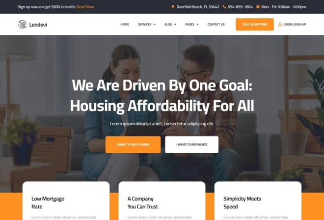 Lendevi - Mortgage Elementor Template Kit