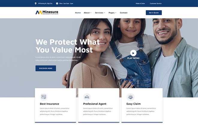 Minesure - Insurance Business Elementor Template Kit