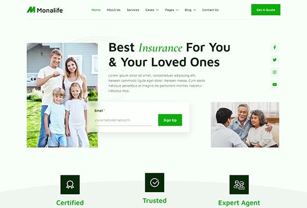 Monalife – Insurance Agency & Finance Elementor Template Kit