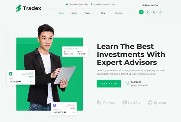 Tradex – Stock Advisor & Investment Elementor Template Kit
