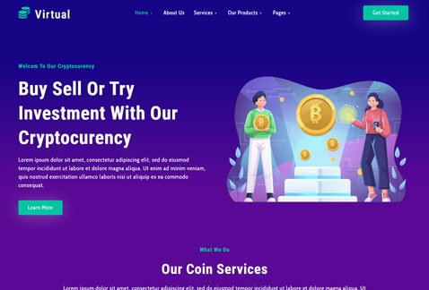 Virtual - Cryptocurency Blockchain & Bitcoin Elementor Template Kit
