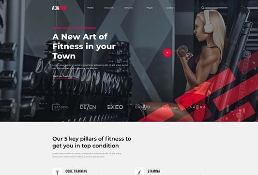 Adagym - Fitness & Gym Elementor Template Kit