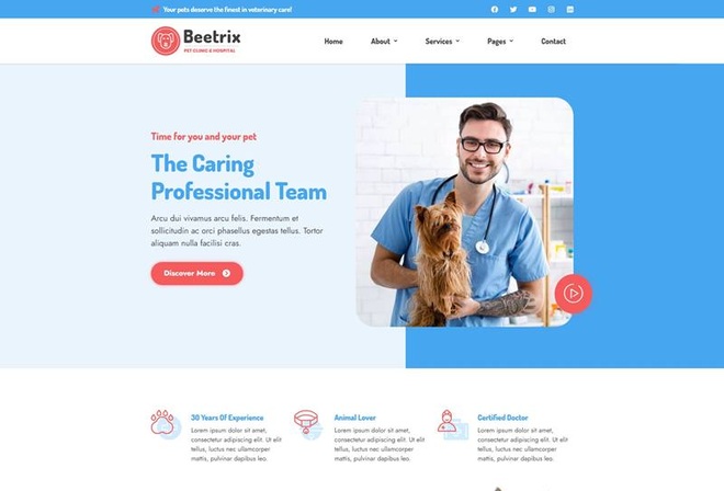 Beetrix - Pet Clinic & Hospital Elementor Template Kit