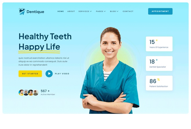 Dentique - Dentist & Dental Clinic Elementor Template Kit