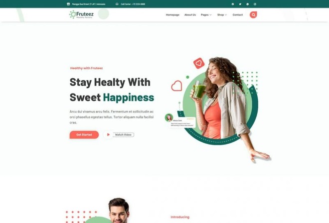 Fruteez - F&B Healthy Brand Elementor Template Kit