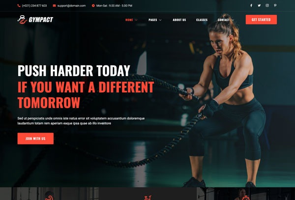 Gympact - Fitness and Gym Elementor Template Kit