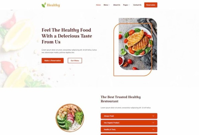 Healty Restaurant - Elementor Kits