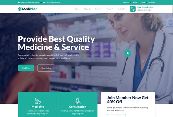 Mediphar – Pharmacy & Medical Elementor Template Kit